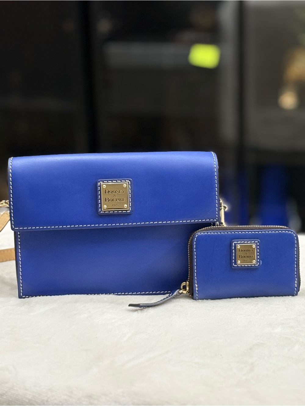Dooney & Bourke Beacon Small East/West Flap Crossbody – Royal Blue w/ Wallet.